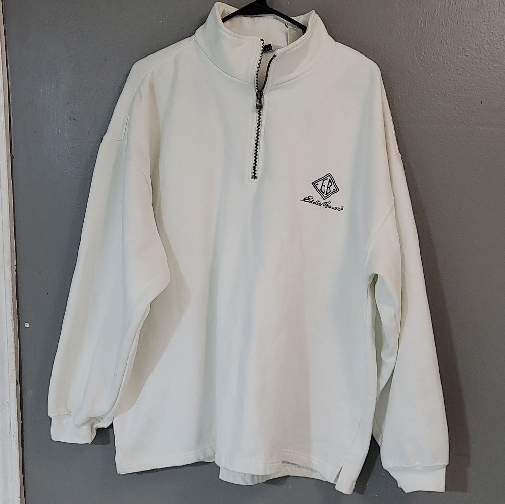 Eddie Bauer‎ Cream Zip-Up Sweater